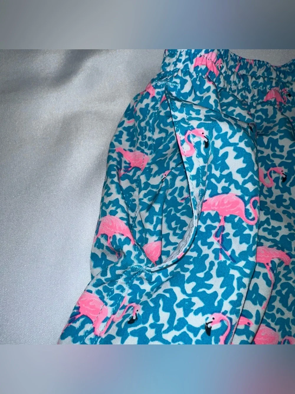 Chubbies boys swim trunks size large Blue Flamingo Print Drawstring Shorts